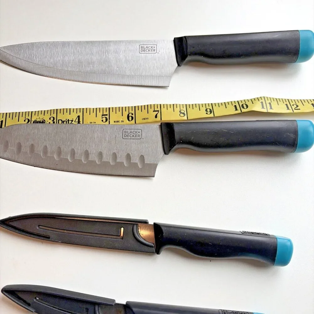Black & Decker Essential Knife Set 4 Piece Stainless Steel Comfort Handle Covers